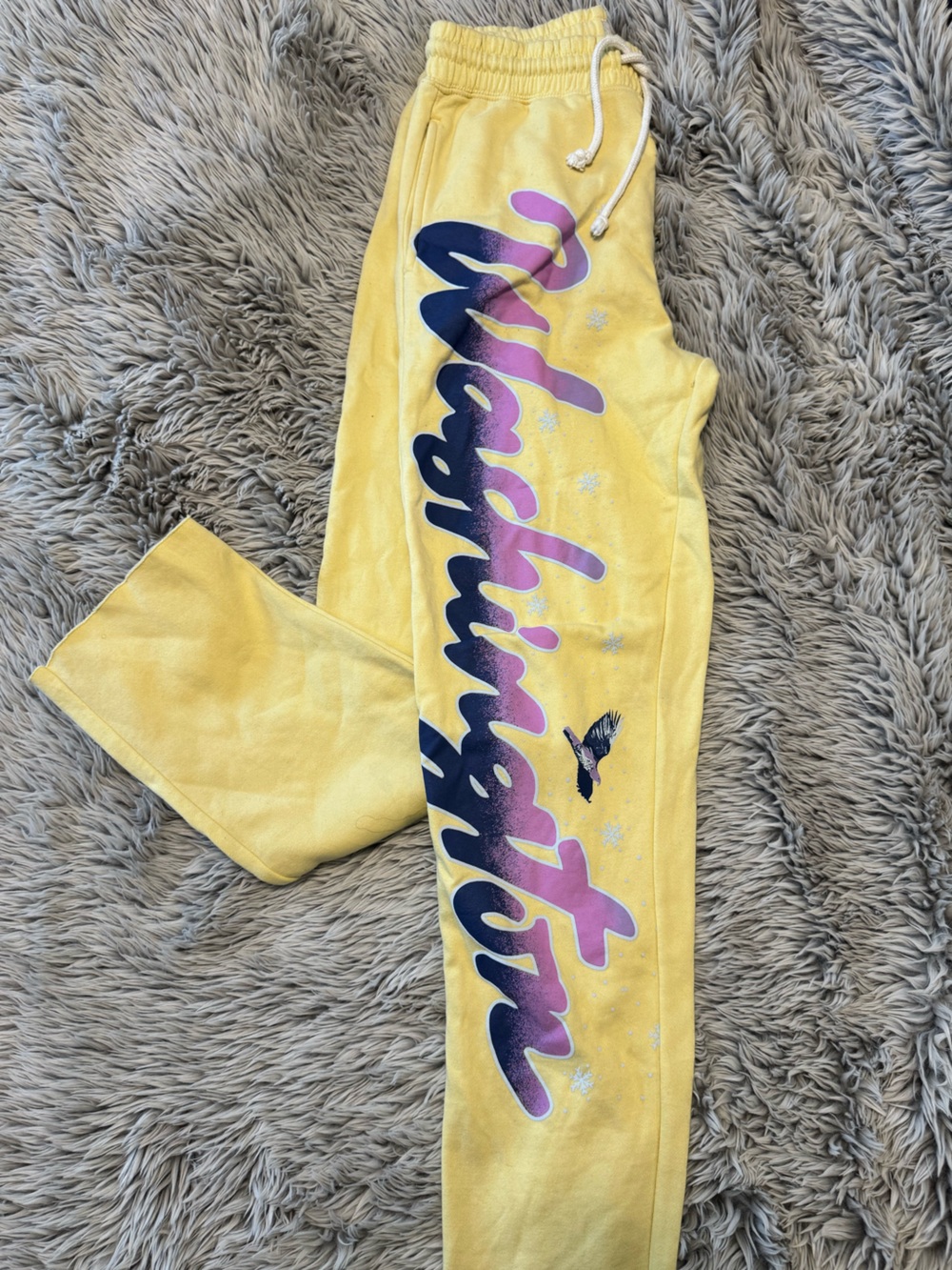 Urban Outfitters Yellow Tie-Dye Joggers with White Drawstring